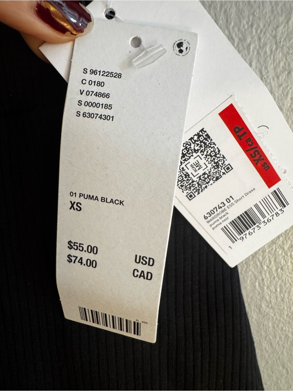 Puma Black Ribbed Spaghetti-Strap Mini Dress - Picture 4 of 6